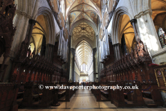 Interior view of the 13th Century Salisbury Cathedral, Salisbury City, Wiltshire County, England, UK