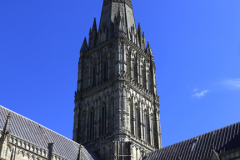 Exterior of the 13th Century Salisbury Cathedral, Salisbury City, Wiltshire County, England, UK