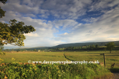 Dawn, Askrigg pastures; Askrigg village, Wensleydale