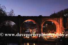 Dusk, the Railway Viaduct, river Nidd, Knaresborough