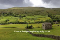 Stone barns, flower meadows, Muker village, Swaledale