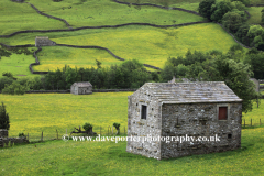 Stone barns, flower meadows, Muker village, Swaledale