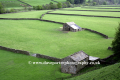 Stone barns, flower meadows, Muker village, Swaledale