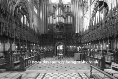 The ornate wooden Choir Stalls of Ripon Cathedral