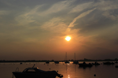 Sunset boats in Mudeford Quay, Christchurch