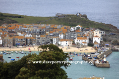 Seafront, harbour and beach view, St Ives town