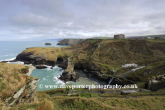 Tintagel Bay and castle, Tintagel town