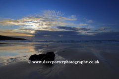 Sunset colours, Porthmeor beach, St Ives town