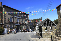 St Agnes Hotel with festive bunting, St Agnes village