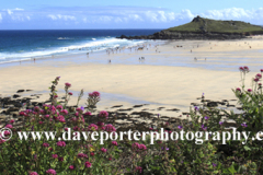 Summer, Porthmeor surfing beach, St Ives town