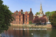 St Pauls church and the river Great Ouse in Bedford