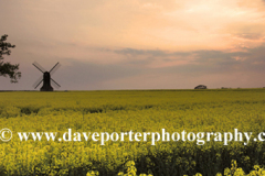 Sunset view of Stevington Windmill; Stevington village
