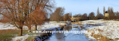 Winter snow, river Nene, Castor village
