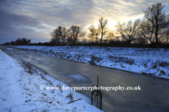 Frozen Fenland Drain, Glinton village