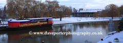 Winter Snow, river Nene embankment; Peterborough