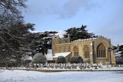 Winter snow; St Marys church; Marholm church