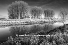 Winter scene, river Welland, Peakirk village