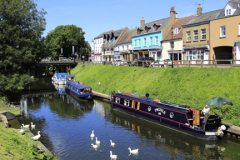 Narrowboats; river Nene; March town