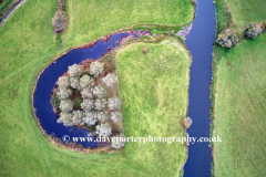 Drones view of the River Nene valley, Castor village