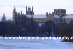 Winter snow over Peterborough City Cathedral