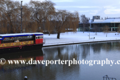 Winter Snow, river Nene embankment; Peterborough