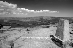 OS Trig Point on Win Hill over Ladybower reservoir