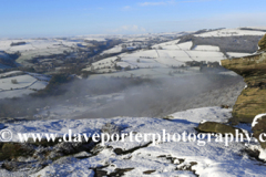 Misty winter view over Curbar Edge