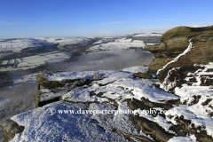 Misty winter view over Curbar Edge