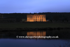 Chatsworth House at night, river Derwent