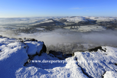 Misty winter view over Curbar Edge