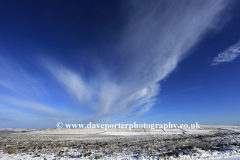 Winter snow over Froggatt Edge and Big Moor