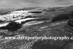 Misty winter view over Curbar Edge