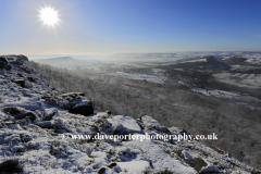 Misty winter view over Curbar Edge