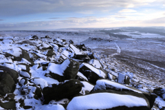 Winter snow on Burbage rocks, Burbage moor