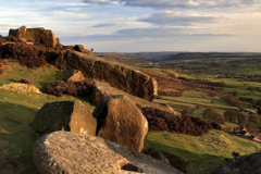 Evening light on Millstones, Curbar gritstone edge