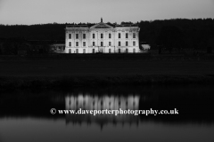 Chatsworth House at night, river Derwent