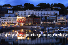 Torquay harbour at night, Torbay, English Riviera