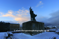Statue of Ingolfur Arnarson, first Viking settler in Iceland