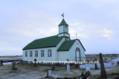 The church of Utskalar, fishing village of Gardur