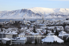 High view of the City centre streets, Reykjavik