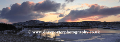 Sunrise over the frozen Kollafjordur lake