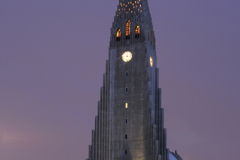 The Hallgrimskirkja church at night, Reykjavik