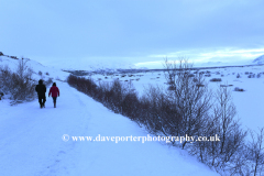 Tourists walking at Pingvellir National Park