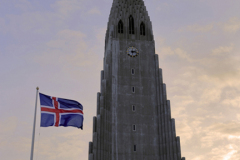 Sunset, Hallgrimskirkja church, Reykjavik