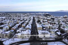 High view of the City centre streets, Reykjavik
