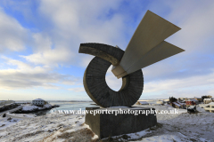 Monument at Borgarfjördur fjord, Borgarnes town