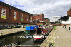Narrowboats on the Bridgewater Canal, Castlefield, Manchester, Lancashire, England, UK