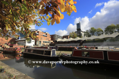 Narrowboats on the Bridgewater Canal, Castlefield, Manchester, Lancashire, England, UK