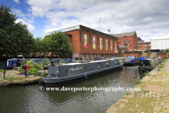 Narrowboats on the Bridgewater Canal, Castlefield, Manchester, Lancashire, England, UK