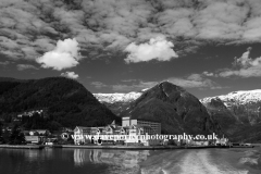 Town of Balestrand and mountains, Sognefjorden